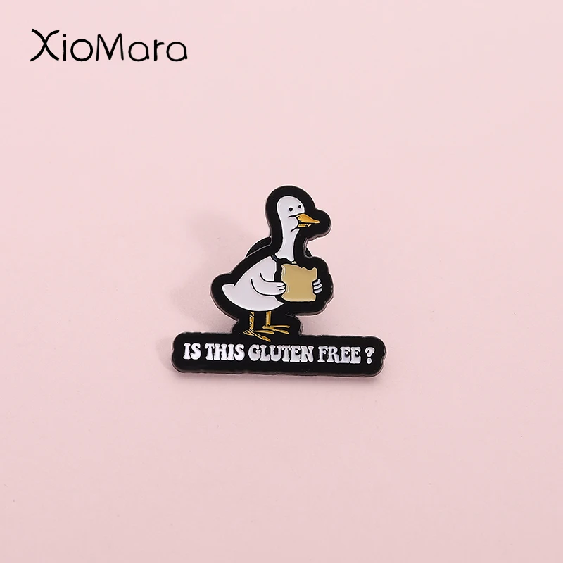 Ist diese glutenfreie Emaille-Anstecknadel, gelbe Ente, isst Brot, Allergie, Intoleranz, Brosche, Anstecknadel, Schmuck, Geschenke für lustige Freunde