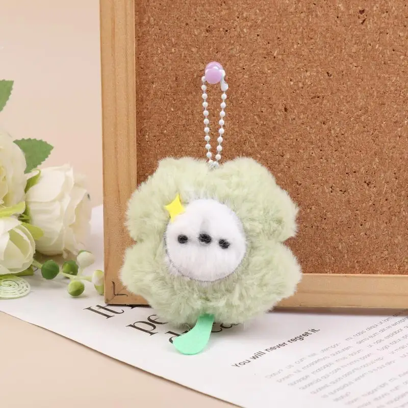 Girly gefülltes vierblättriges Kleeblatt Plüsch-Schlüsselanhänger Cartoon-Puppe Tasche Dekoration Geschenk