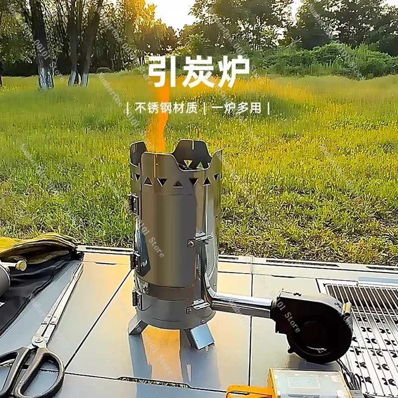 Portable Charcoal Starter Stove Fan Ignition Furnace Carbon Lighting Burner BBQ Fire Accelerator Tool for Barbecue Grill Outdoor