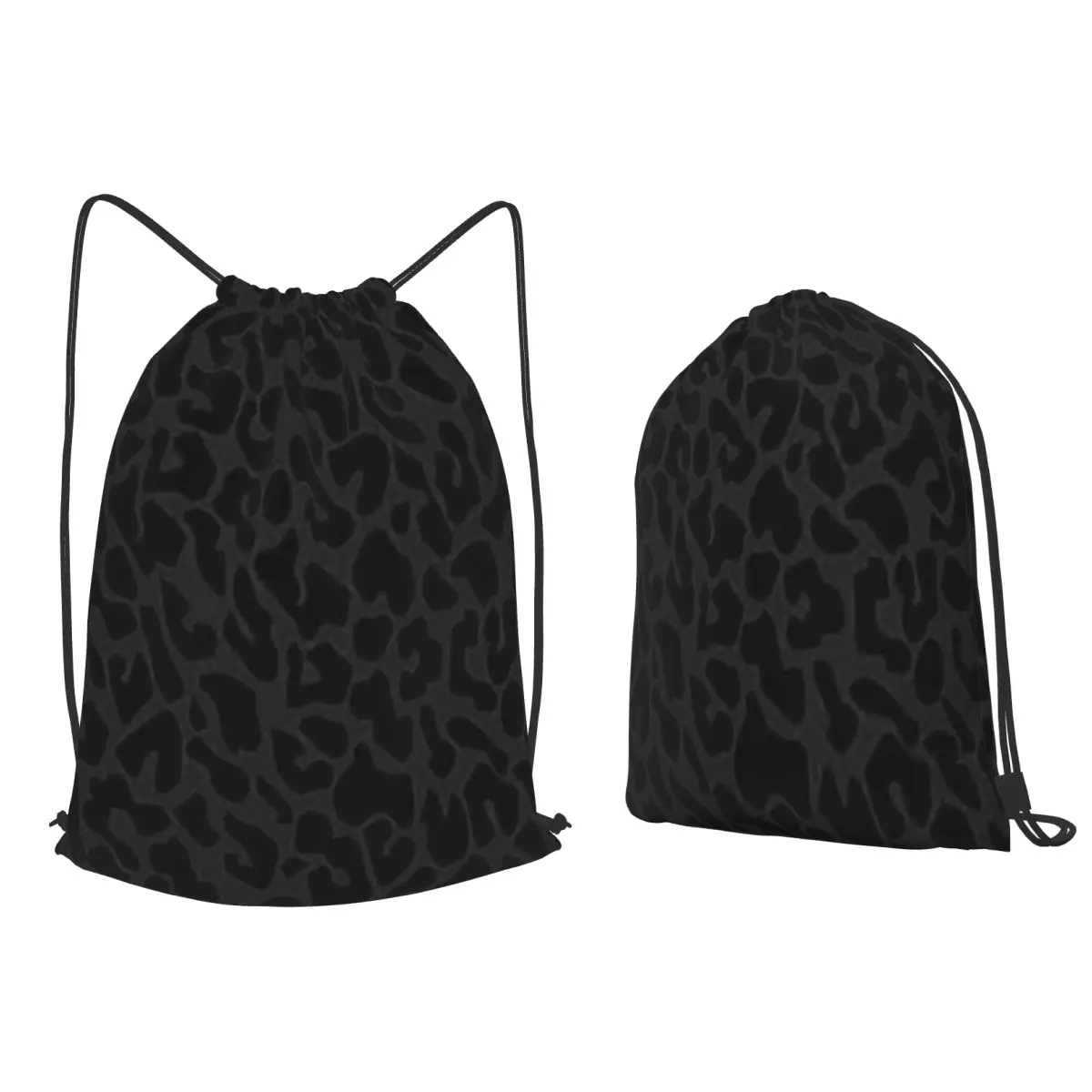 

Black Leopard Print Backpacks Multi-function Drawstring Bags Sports Bag Book Bags for Travel Students