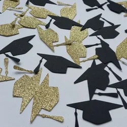 100Pc/Pack Gold Black Bachelor Hat Round Glitter Paper Confetti 3CM Graduation New Year Party Decor Bachelor Cap Grad Congrats