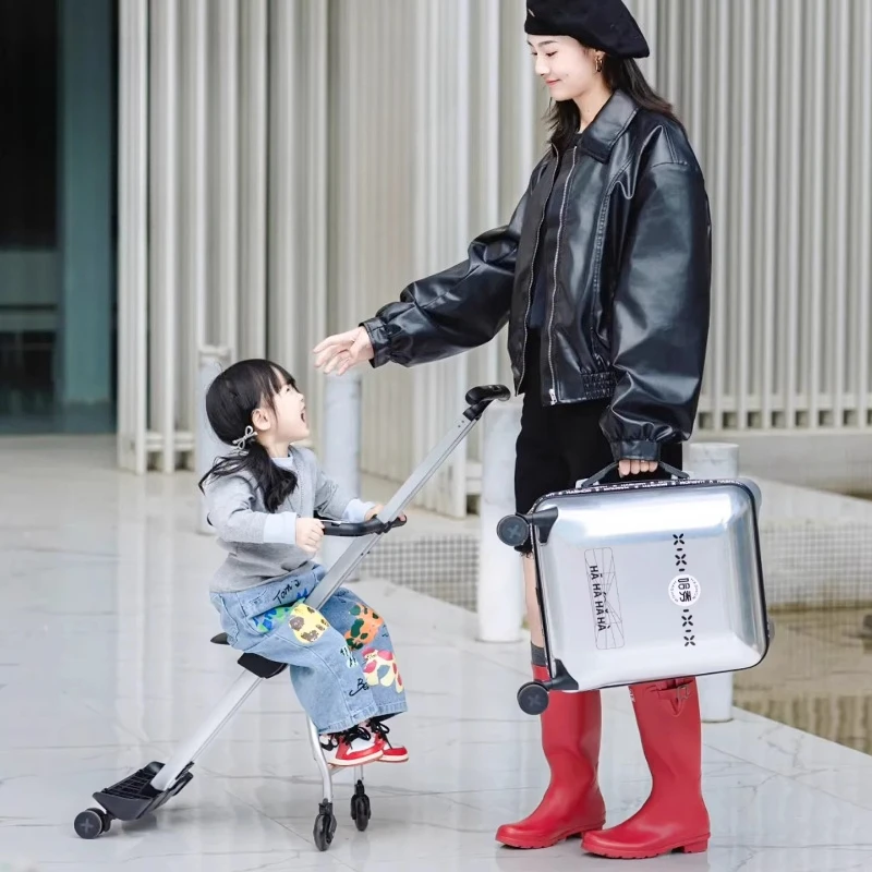 

20 Inch 45L Baby Suitcases Children Can Ride Travel Luggage Lazy People Walking Baby Carry-ons Trolley Suitcase Lightweight