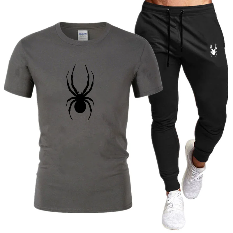 2 Stück Herren Outfits Herren Set Baumwolle T-Shirts Hosen Sporta nzug Jogging Set Trainings anzug Casual Streetwear Baumwoll hose Sets Männer