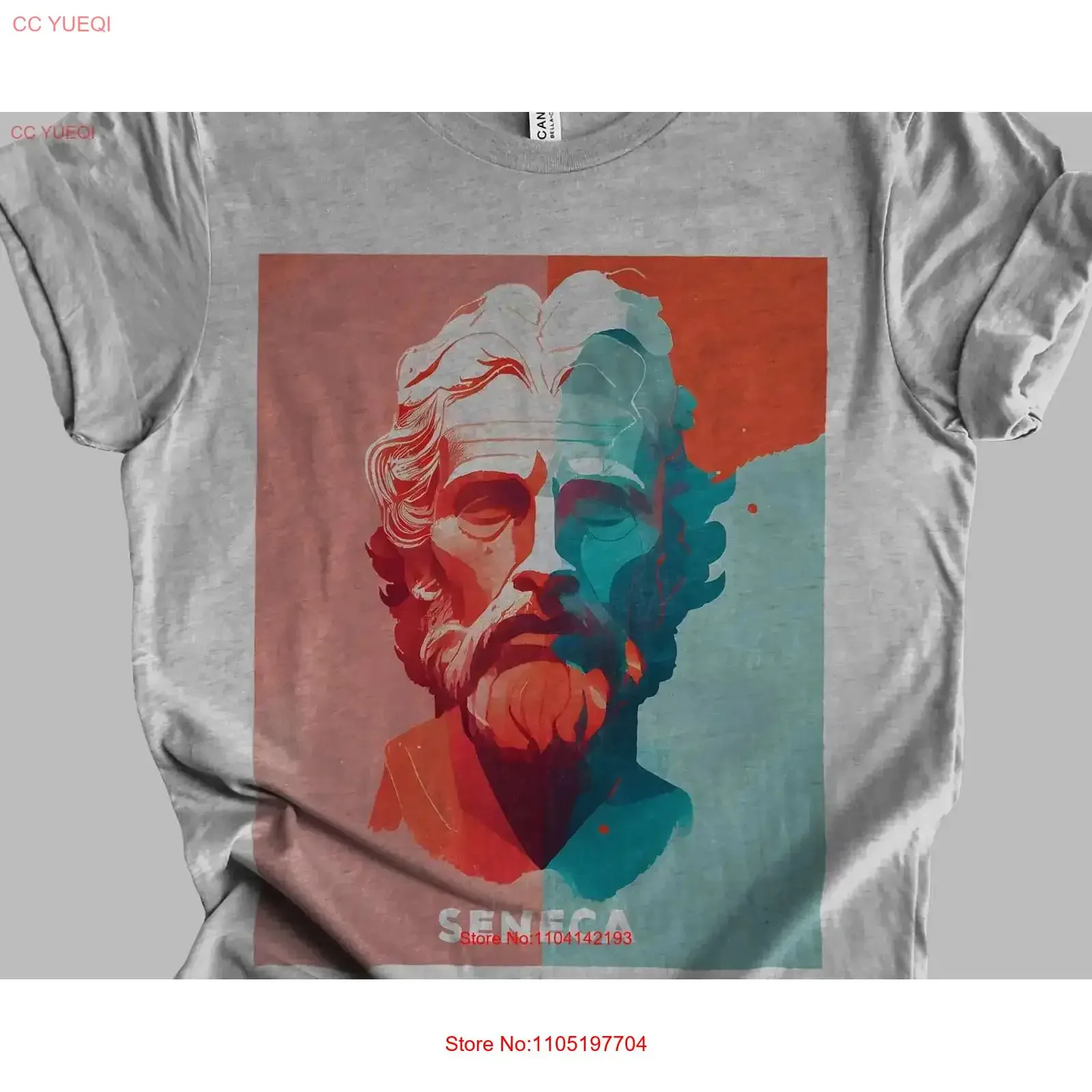 

Акварельная минималистичная футболка Seneca с историей философии Mindspring Retreat, винтажный стираный топ для повседневной носки слегка