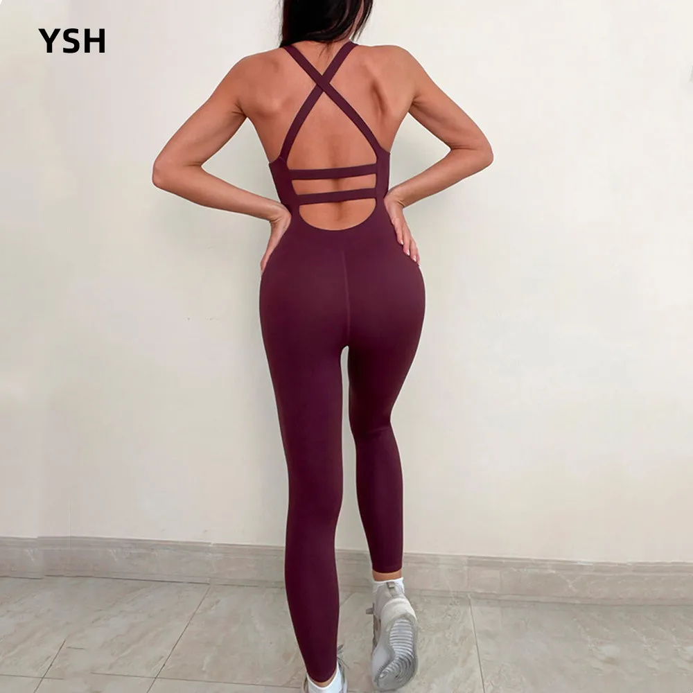 Yushuhua Sexy Sport Suit Yoga Set Fitness Jumpsuit Sportswear For Women Gym Running Training Workout Athletic Suit Female