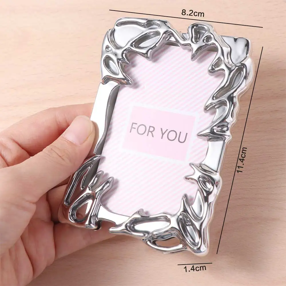 Electroplate Photocard Holder Special-shaped Card Sleeve Photo Card Frame Metallic Style Silver Idol Photo Display Stand