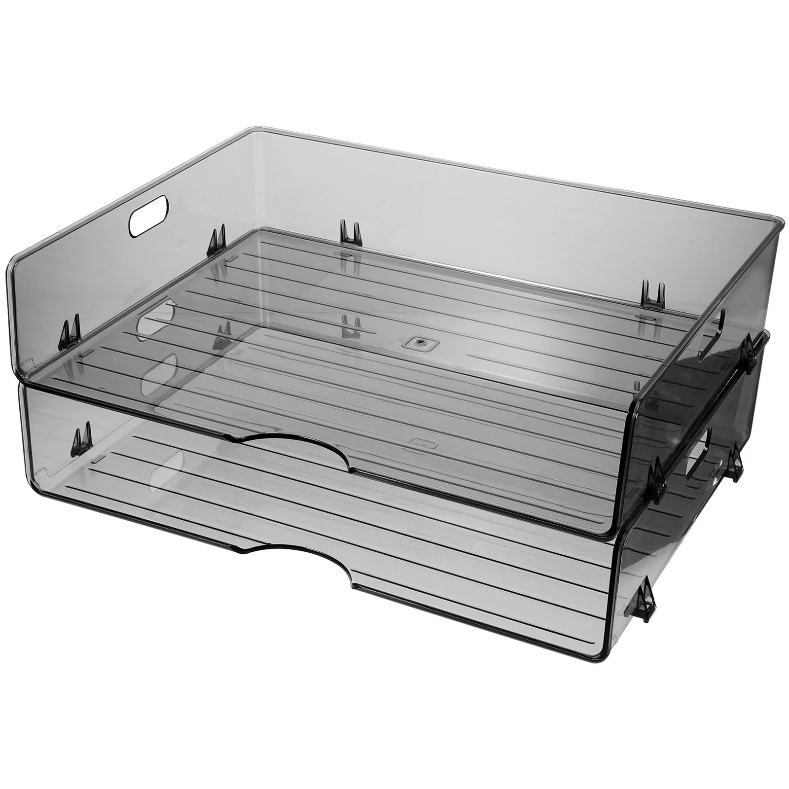 2 Pcs Office Drawers File Folder Holder Desktop Storage Paper Grey Organizer Organizers