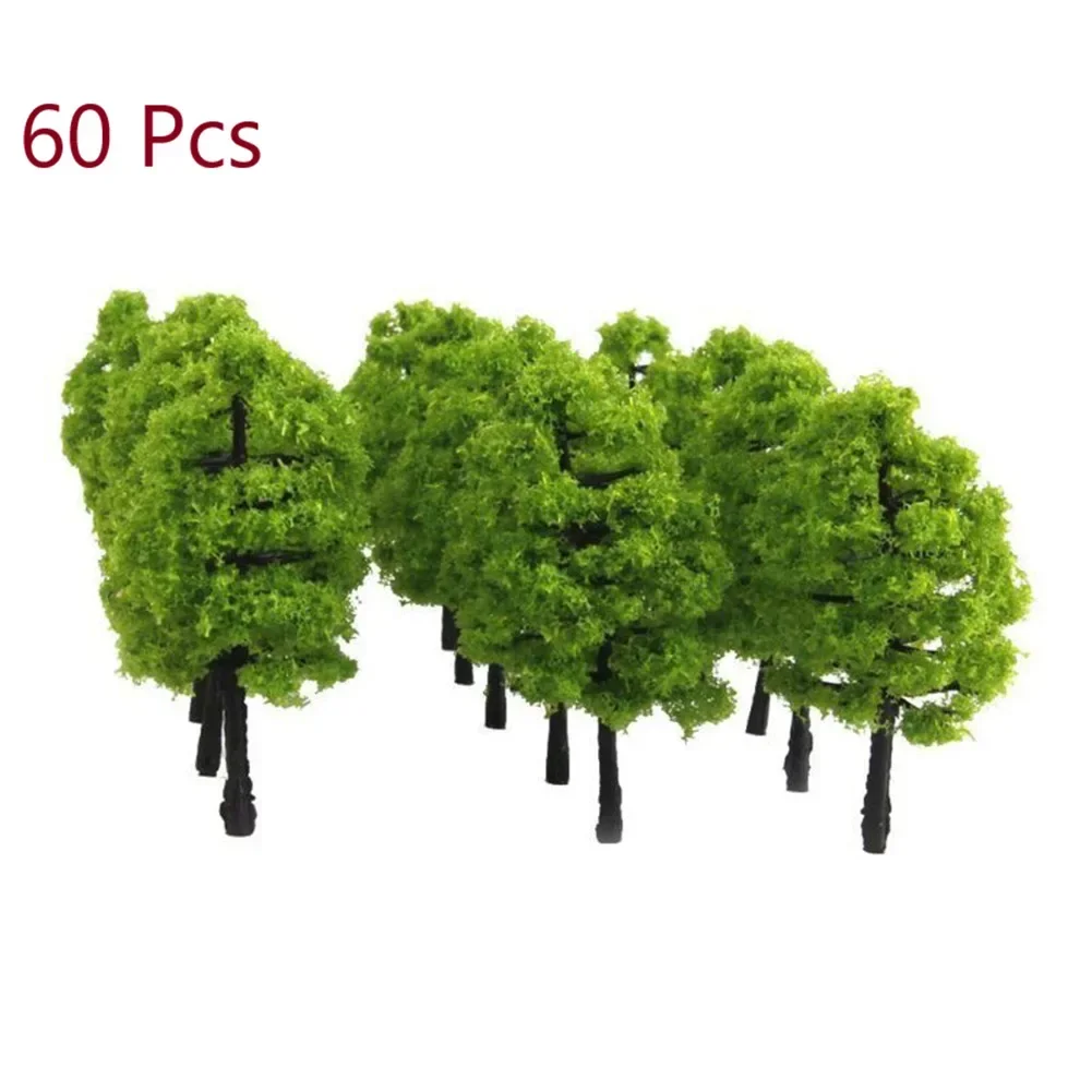 60Pcs Mini Model Trees Train Railway Architecture Tree Diorama Scenery Tree Model Green For Scale Railway Layout Miniature