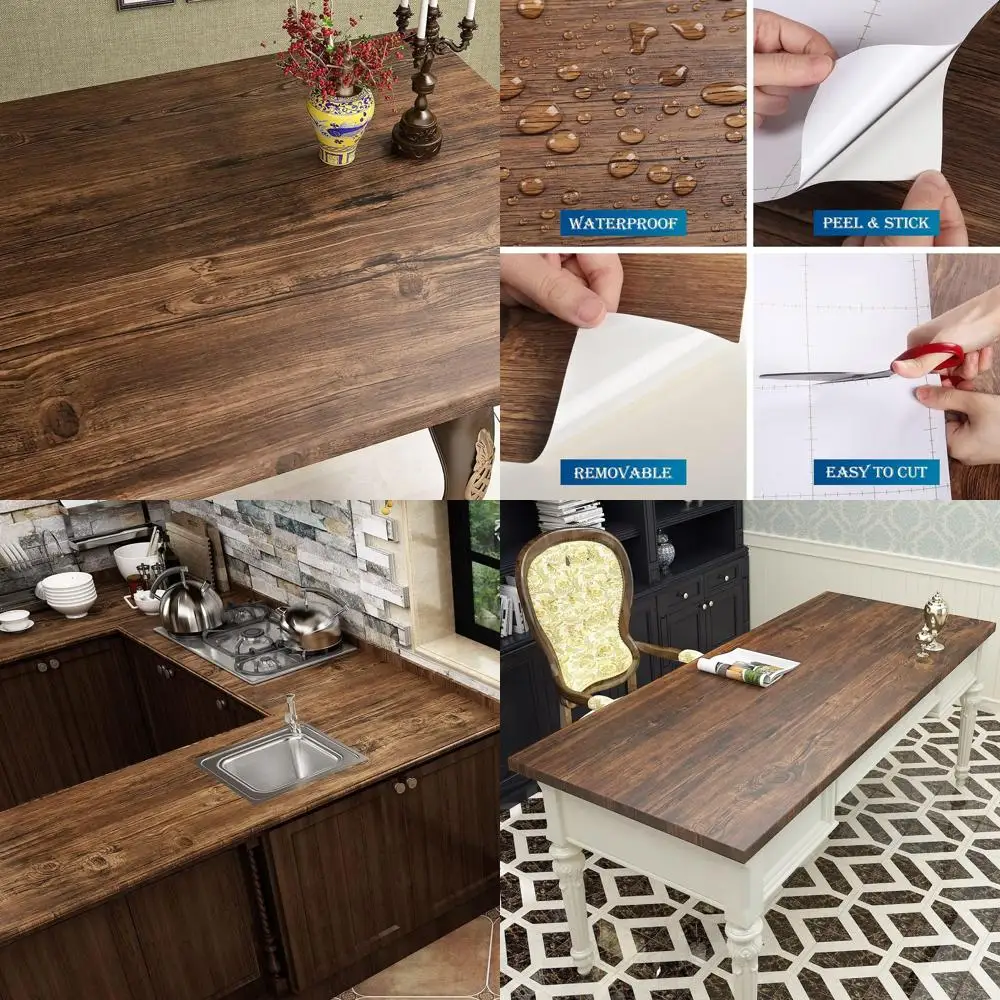 

Самоклеящиеся обои под дерево, коричневые, 36x200 дюймов, водонепроницаемые, съемные, для кухни, столешниц и мебели