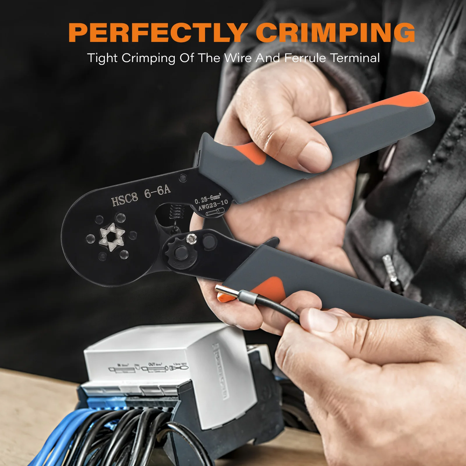 Crimping Tool Kit Hand Hexagonal Wire Crimper Plier Set 0.08-6mm²/2000pcs Connectors Self Adjustable Ratchet BootlacFerrule Wire