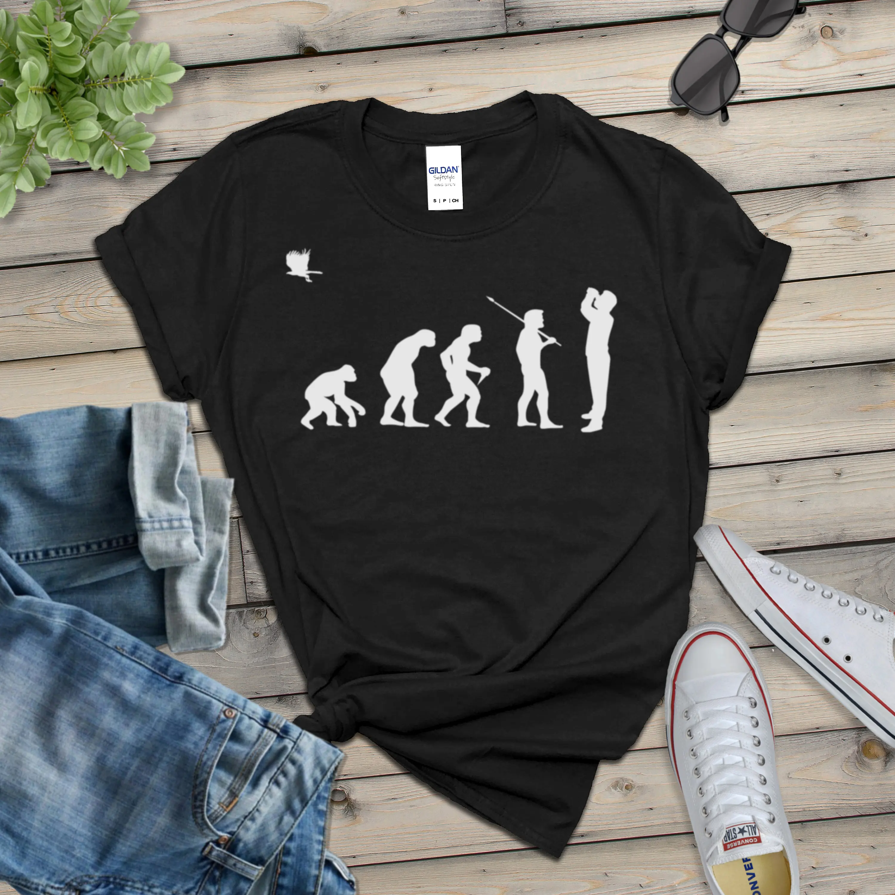 Evolution of Twitcher Ladies Fitted T Shirt Bird Watching