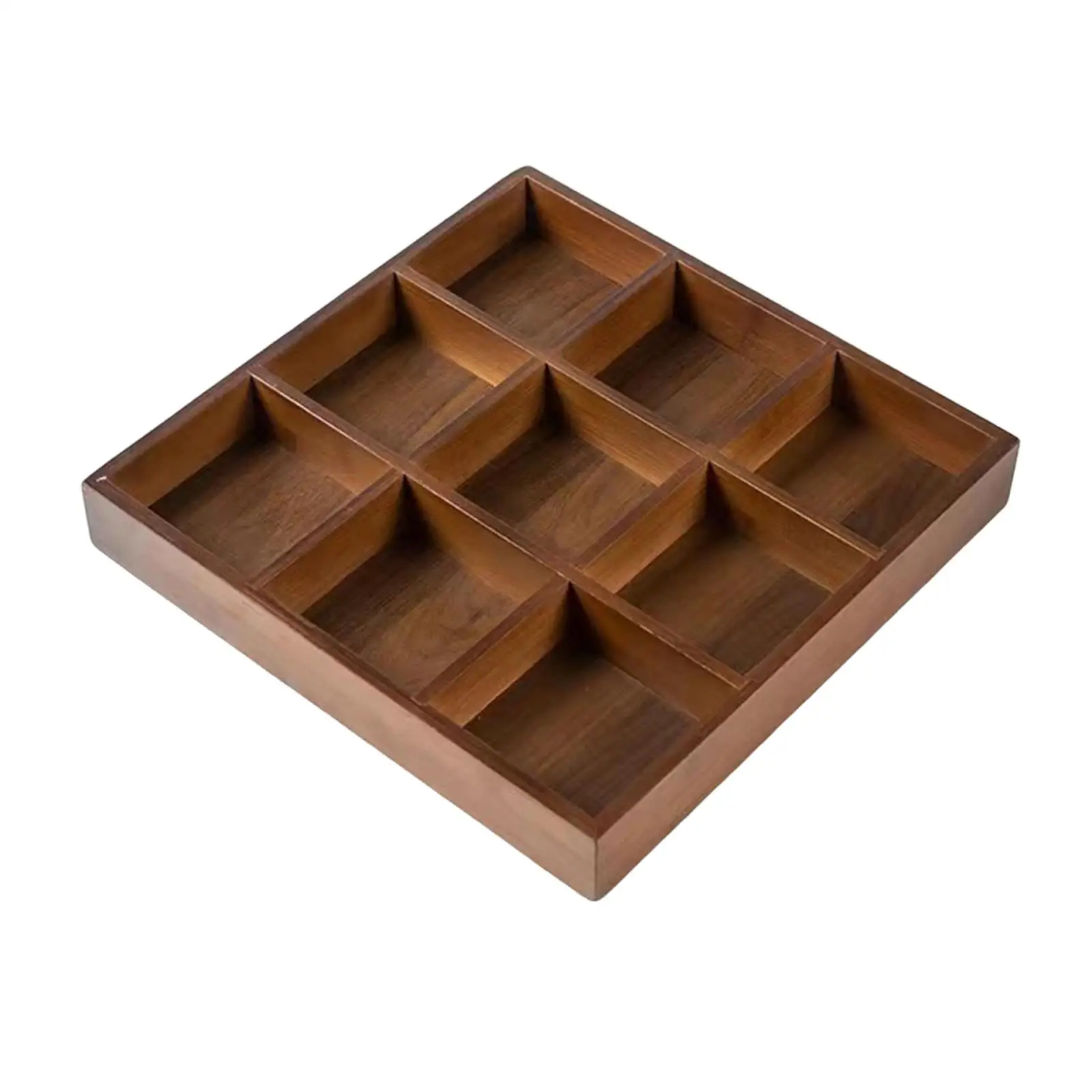 Serving Tray Multifunction Bamboo Organizer Tray Food Server Divided Serving Platter for Candy Appetizers Bread Snack Hotel