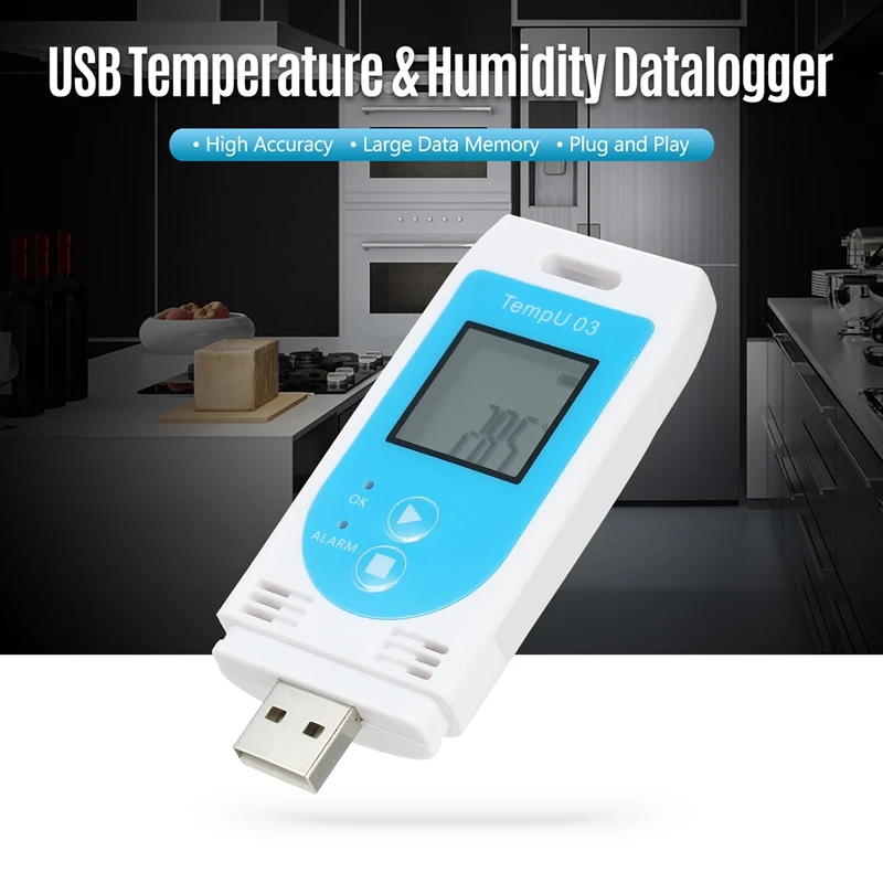 TempU 03 Portable USB Temperature Humidity Data Logger Reusable RH TEMP Datalogger Digital High Precision Thermometer Hygrometer