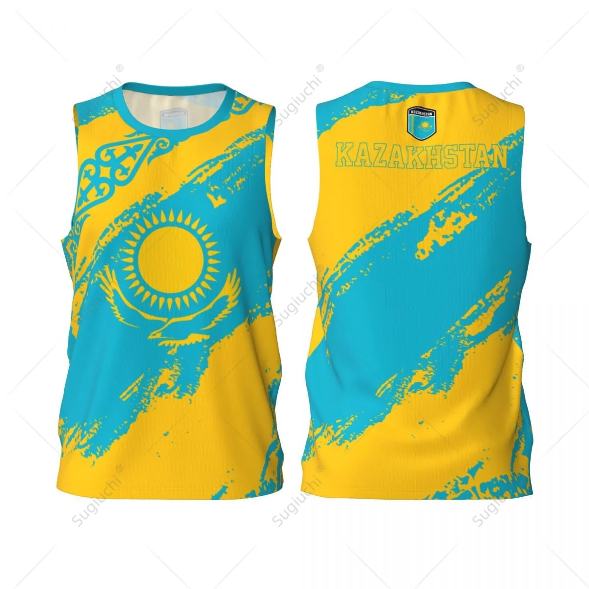 Men Basketball Sports Kazakhstan Flag Running Fitness Multifunction Jersey Sleeveless shirt Custom Name Nunber Exclusive