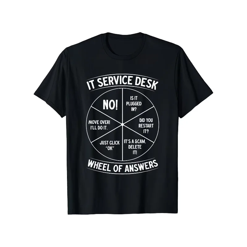 Men's Designed for IT Support Staff Featuring A Graphic of An Answer Wheel T-Shirt Women Cotton Summer Oversize Streetwear Retro
