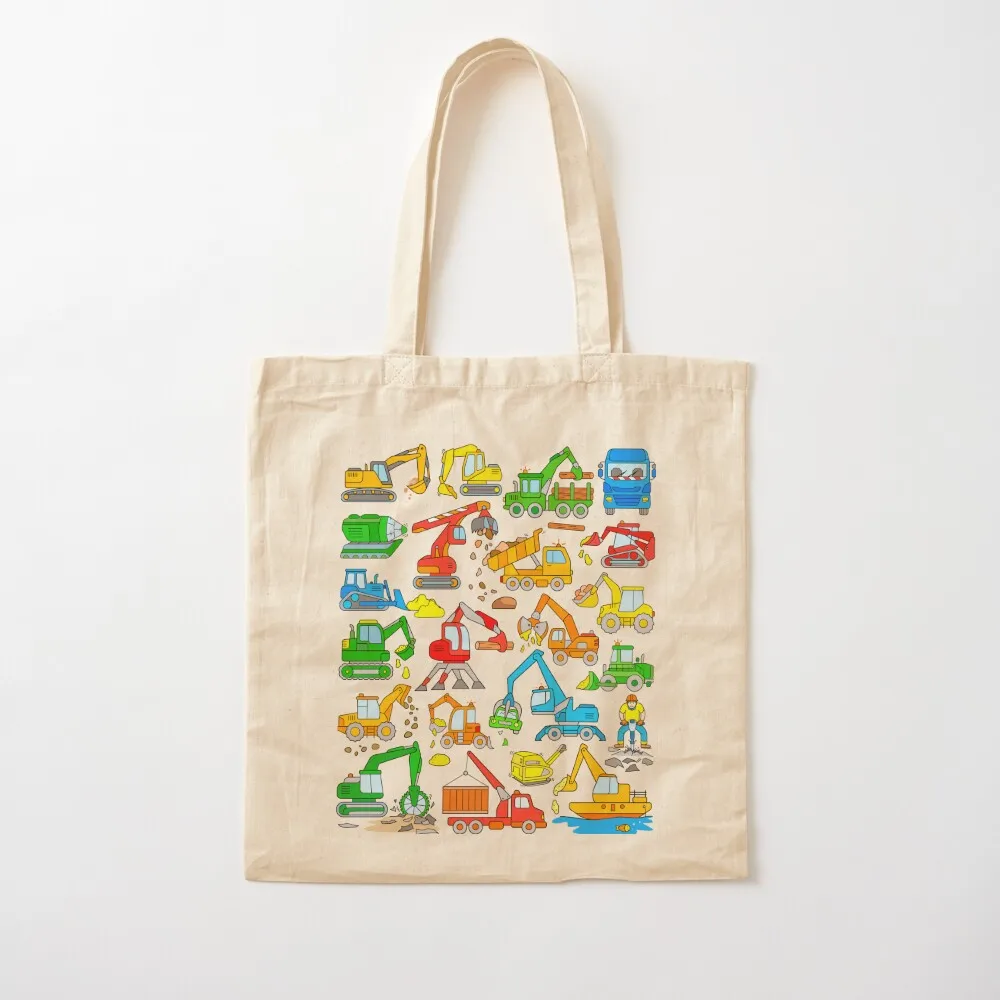 

Trucks Excavators and Construction Machines for Kids Tote Bag Portable shopping bag Cloth bags