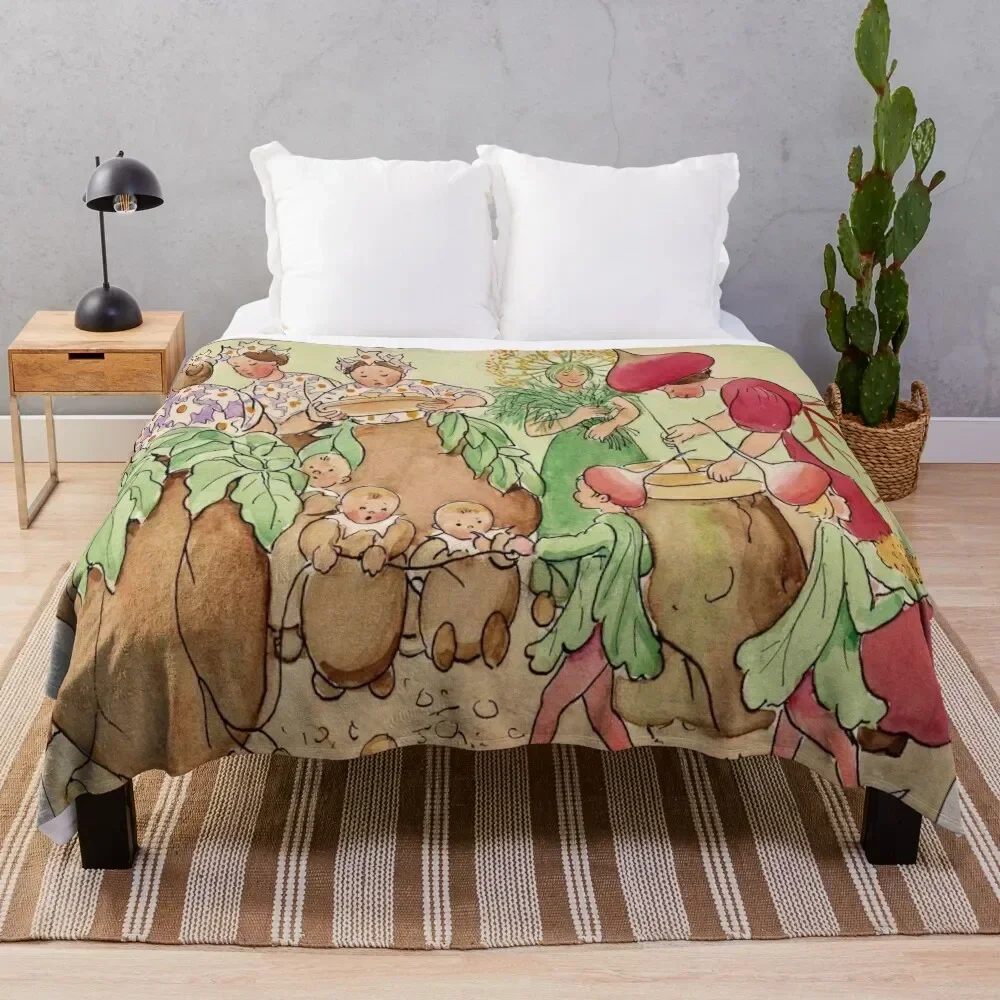 

“The Root Cellar” by Elsa Beskow (1921) Throw Blanket Soft Comfort Blanket for Reading Watching TV