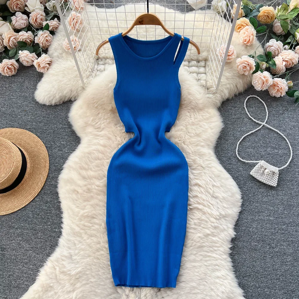 المرأة مطاطا أكمام محبوك فستان قصير الصيف مثير قطع الخصر حزمة التفاف الوركين فستان قصير السيدات فستان الشمس الطرف #2