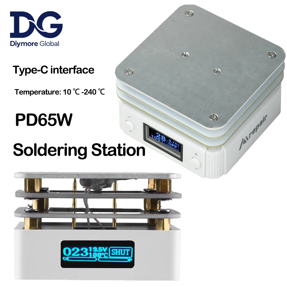 

PD65W Hot Plate Preheater PCB SMD Board Heating Area Constant Temperature Heating Table 10℃-240℃ Intelligent Heating Tool