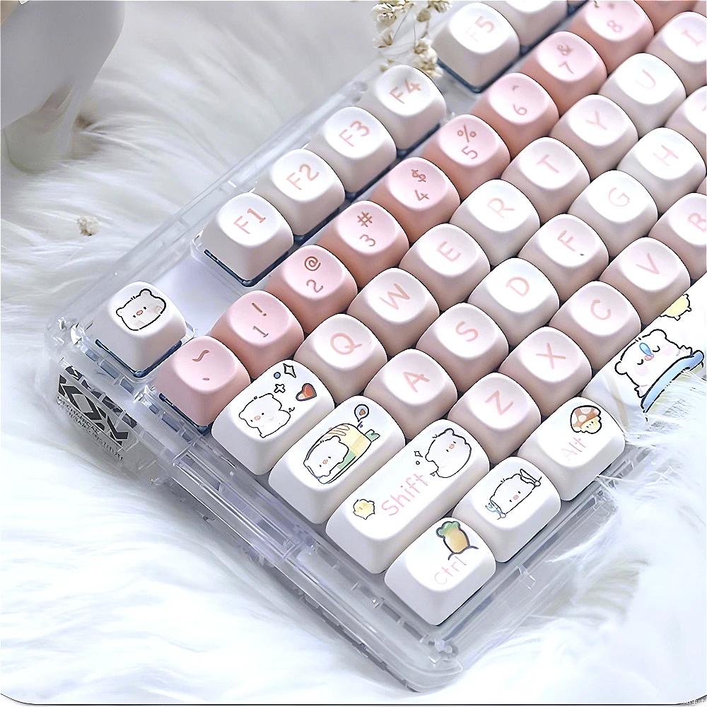 

Pink Pig Keycaps 123 Keys BPT Material MOA Keycap Set for HI75 61 84 96 98 99 104 F87 and other Mechanical Keyboards