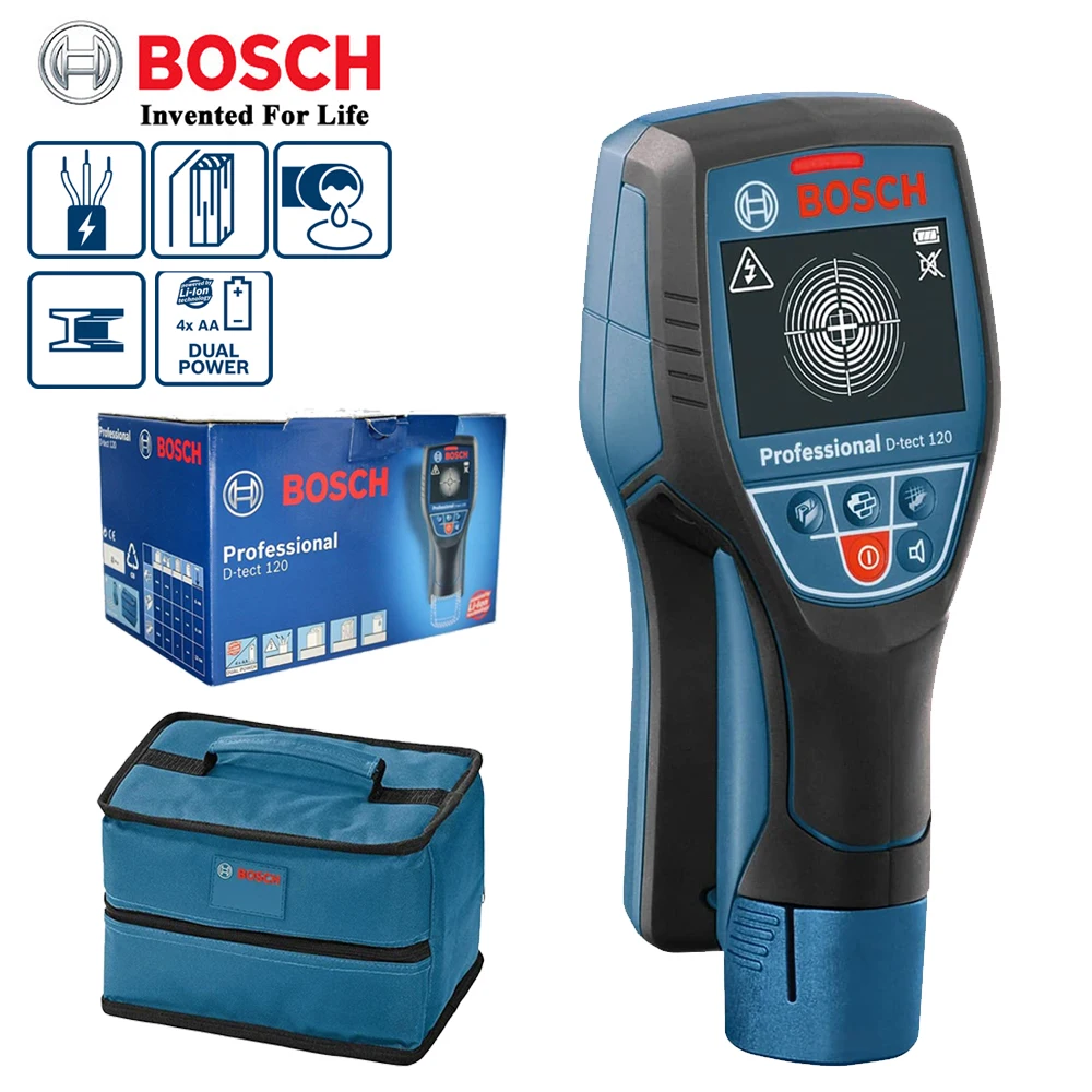Bosch D-tect 120 Profissional à Prova Impermeável Água Digital Detector de Metais Parede Subterrânea Scanner Ferramentas Localizador Parafuso Prisioneiro Alta Qualidade