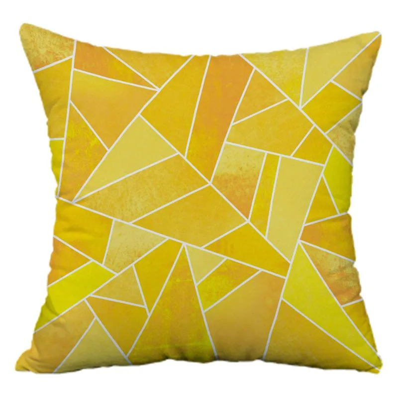 Yellow Geometric Pattern Pillowcase Dormitory Decoration Office Living Room Sofa Home Pillowcase