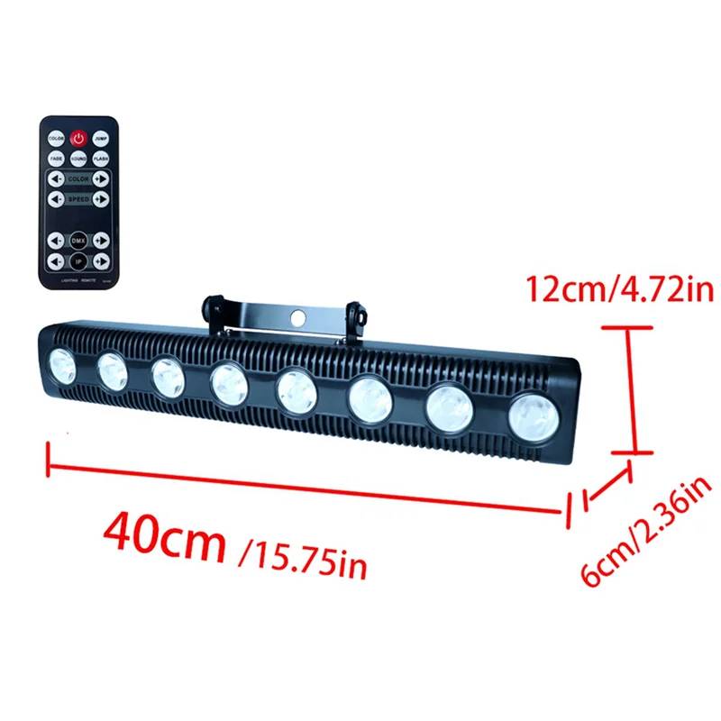 2X 8 LED RGBW 4IN1 DMXウォールウォッシュランプ DJディスコパーティーParステージライト効果 ダンスバー ホリデーデコレーション(EUプラグ)-Y41A