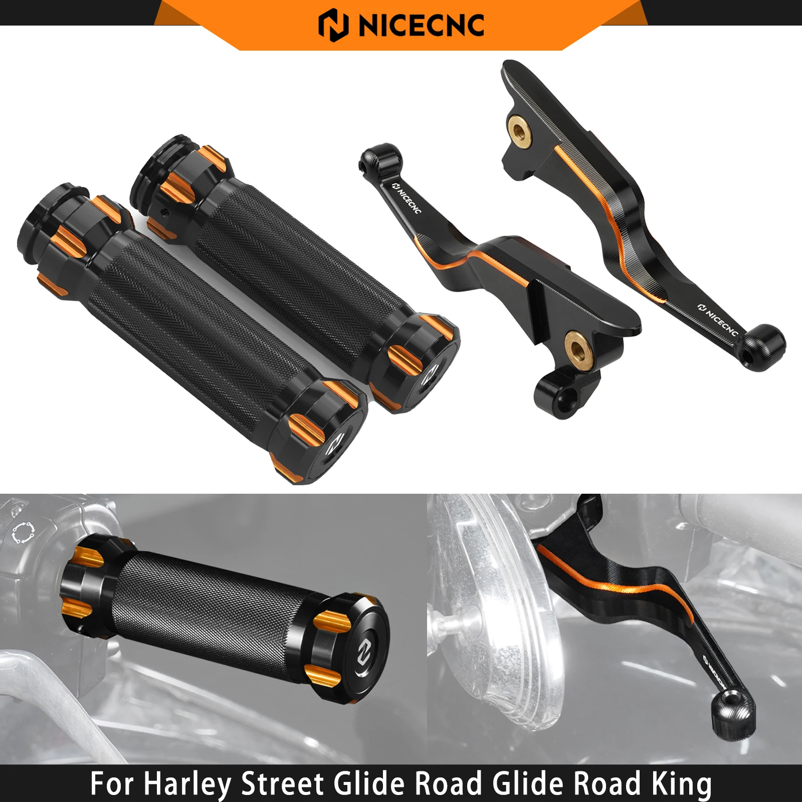 

NICECNC Brake Clutch Levers Handlebar Grips For 2017-2020 Harley Street Glide FLHX Road Glide Road King Electra Glide Tri Glide