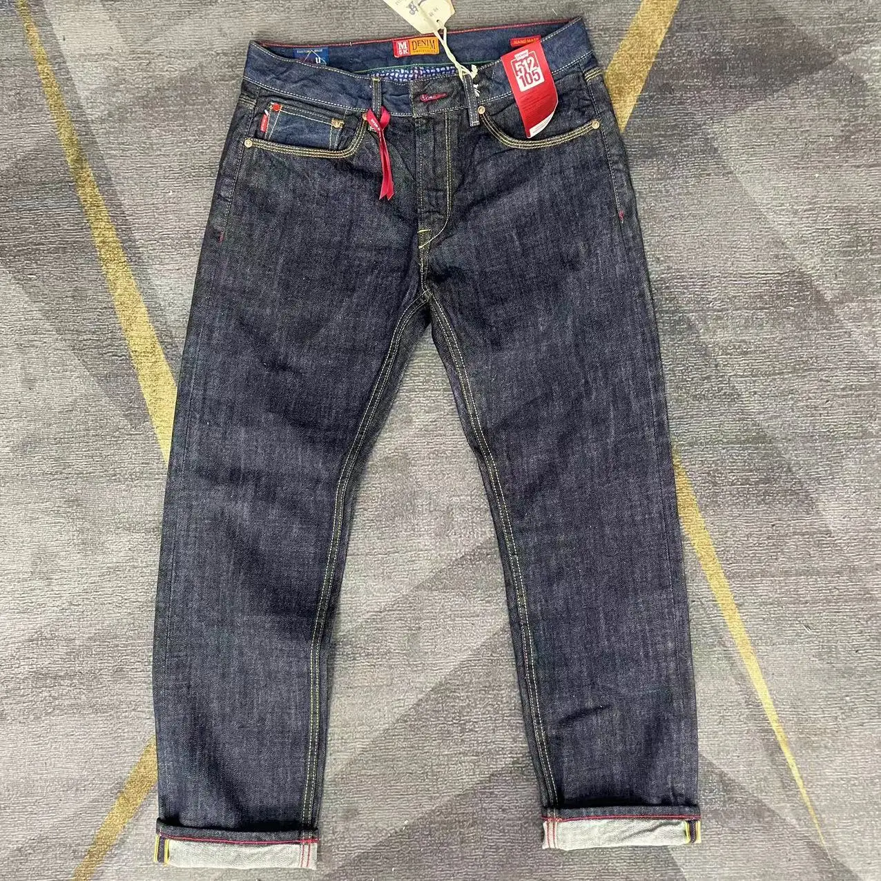 15oz 100% Cotton Red Selvedge Denim Jeans for Men Heavyweight Vintage Washed Casual Tapered Straight Trousers High Quality 502