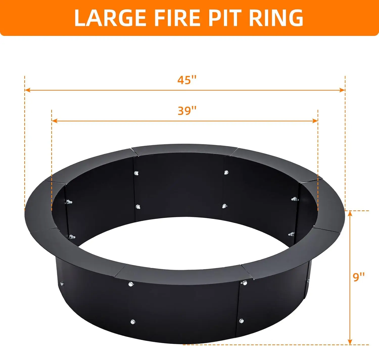 Fire Pit Ring, Fire Ring for Outside, 3.0mm Thick Metal Steel Duty Solid Round Fire Pit Insert, DIY Fire Pit Liner Campfire Ring