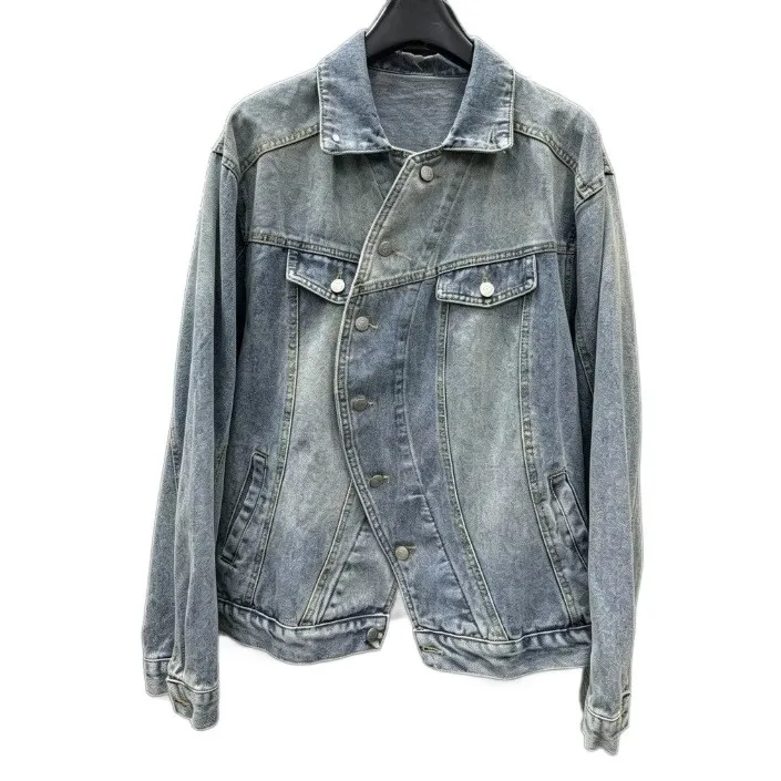 Turn Down Collar Hoodless Jacket Mid Length Streetwear with Regular Sleeve Long Sleeve Irregular Fit Casual Autumn for Women
