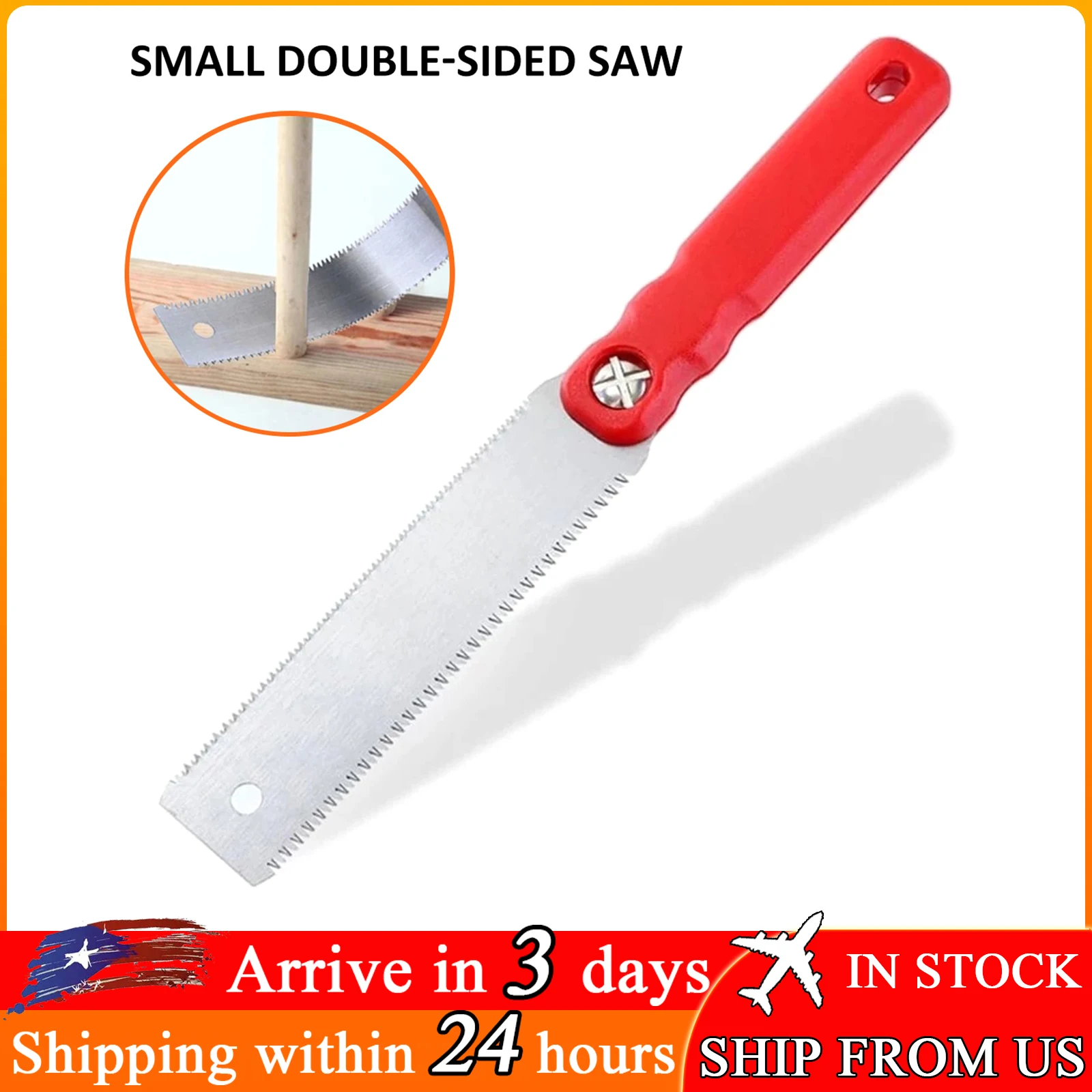 11.8 Inch Hand Saw Double Edged Japanese Pull Saw Metal Pull Saw 65Mn Flexible Blade Tenon 3 Side Grinding Teeth Portable Tool