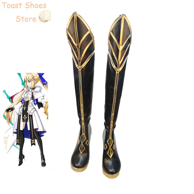 

FGO Altria Pendragon Cosplay Shoes Halloween Carnival Boots Saber Cosplay Prop Anime PU Leather Shoes Costume Prop