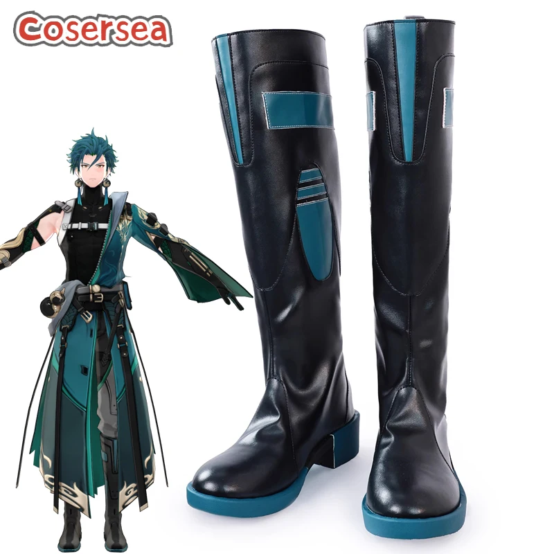 Cosersea Jiyan Cosplay Shoes Game Wuthering Waves Jiyan Cosplay Shoes Role Play Black PU Leather Cos Halloween Cosplay Boot