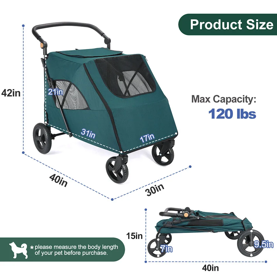 ﻿ Wedyvko Medium or larger Pet Stroller 4-Wheel Dog Travel Stroller Jogger for Cat Pet Suplies Outdoor carrinho de bebe