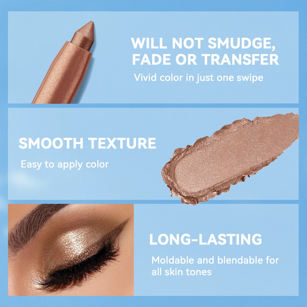 Lakerain Lidschattenstift, langlebig, wischfest, Liner-Stift, Textmarker, glatte, cremige Textur, Lidschatten-Stick-Make-up