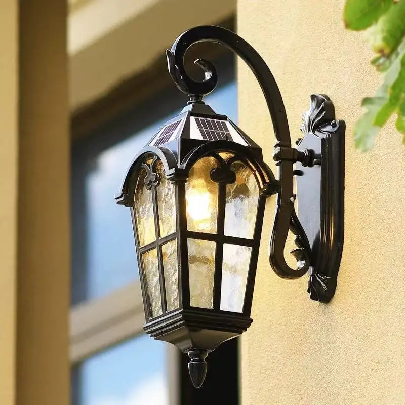 

Outdoor wall lamp American exterio Solar garden terrace lamp European outdoor villa Waterproof balcony wall lamp