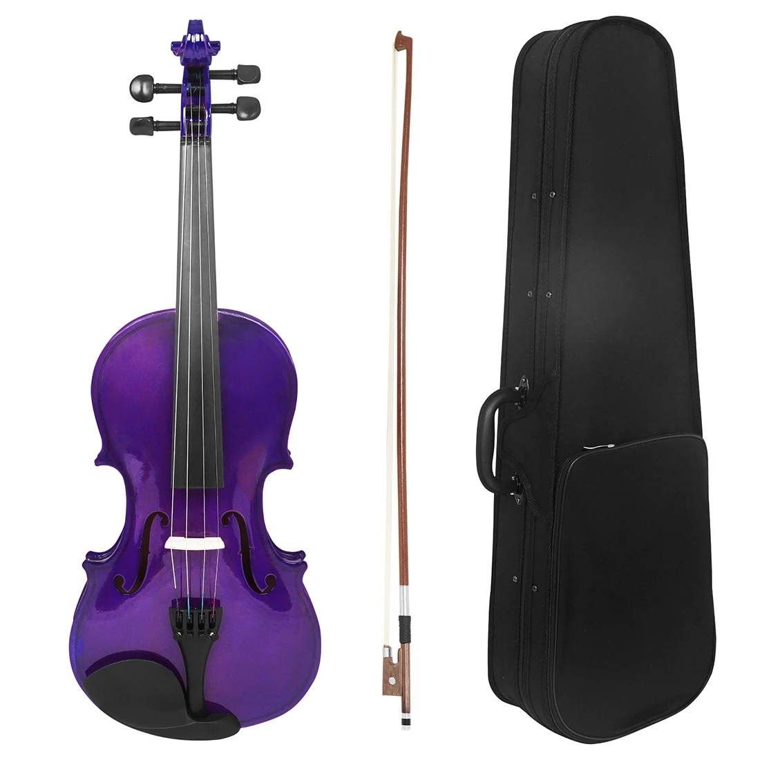 4/4 Violin Solid Wood Purple Acoustic Violin Professionals Handcrafted Violin for Beginners Stringed Instrument