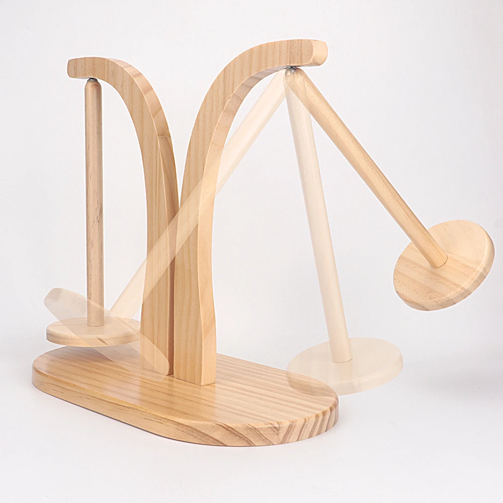 Rotatable Dual Spindle Wooden Yarn Holder, Spool Holder,Double Yarn Spindle Rotating,Hand-Woven Wool Thread Holder,Thread Winder