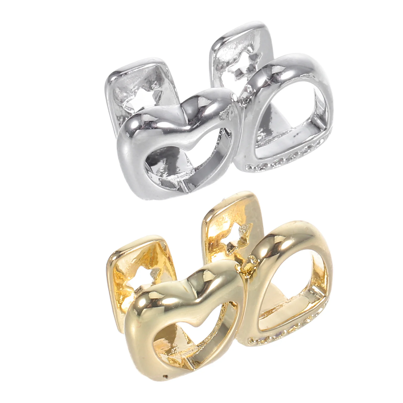 

2Pcs Rhinestone Heart Tooth Grills Hip Hop Glitter Gold Tooth Cap Clip on Mouth Grills Party Cosplay Costume Jewelry for Men