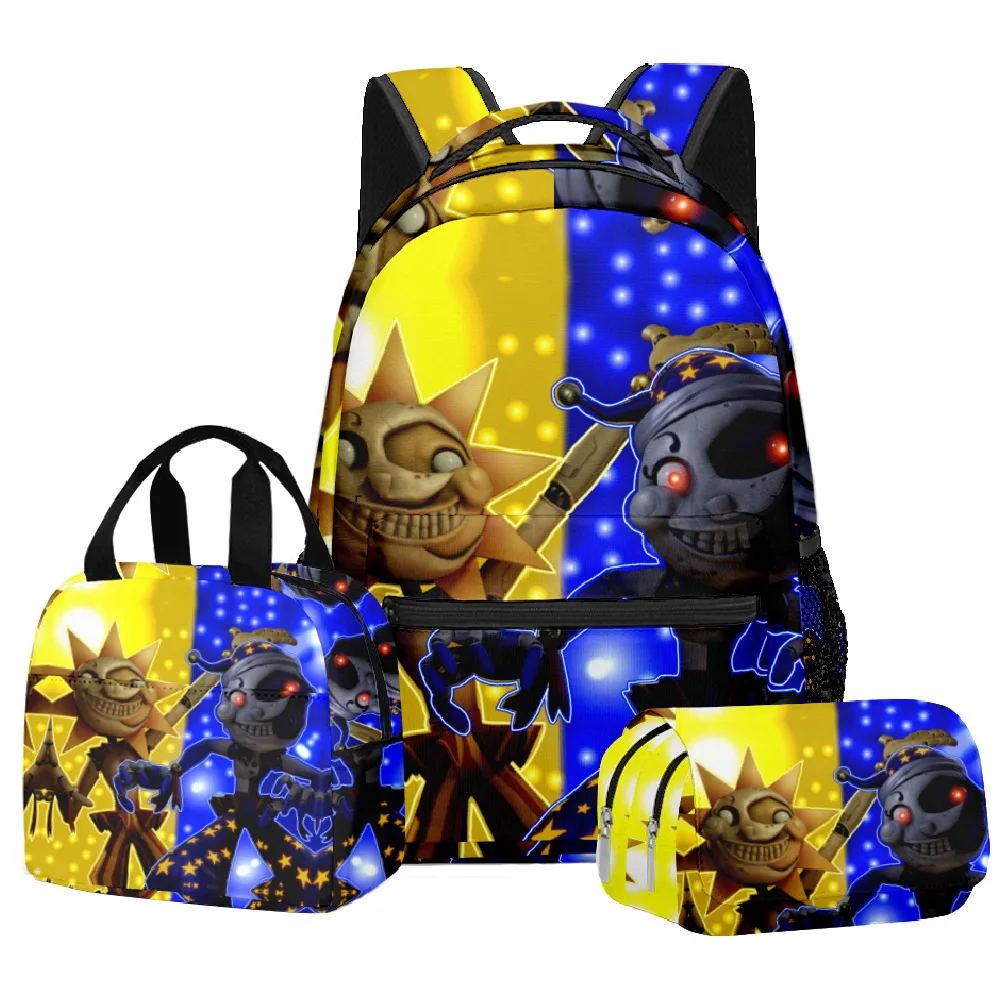 

Trendy Popular Novelty sundrop FNAF 3D Printed 3pcs/Set student School Bags Travel Notebook Backpack Lunch bag Pencil Case