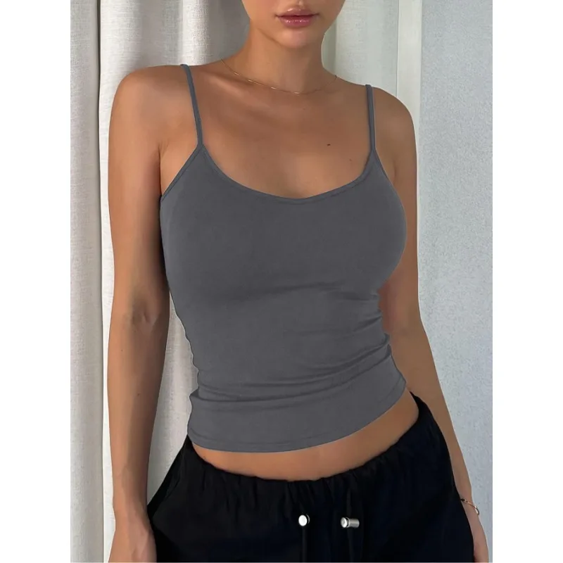 حجم كبير 1Xl-5XL المرأة المألوف عارية الذراعين بسيط بلون تانك القمم السيدات عادية أكمام سليم حزام الكتف سترة