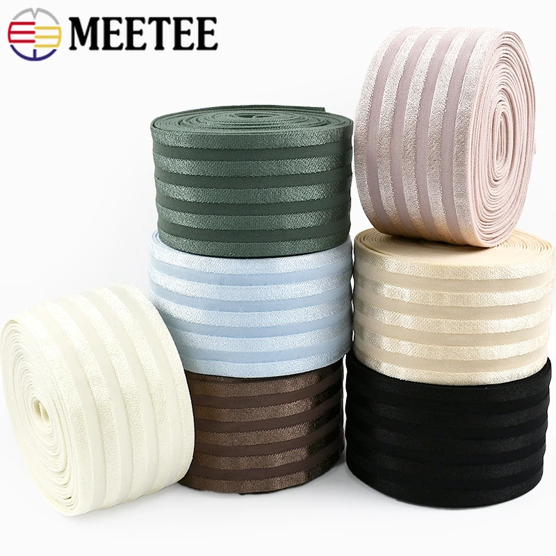 

5/10M Meetee 50mm Colorful Nylon Elastic Bands Plush Waistband Rubber Band Garment Home Textile Stretch Tape Sewing Accessories