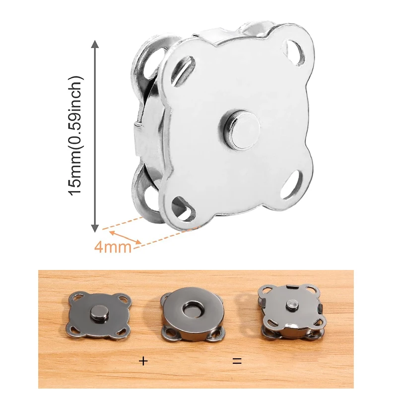 10 Sets Magnetic Snap Button Metal Plum Blossom Sew on Button Clasps Fasteners for Purses Handbag Clothes DIY Accessories