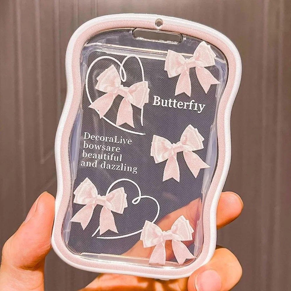 Bowknot Kpop Photocard حامل بطاقات المعبود جمع المفاتيح شفافة صور الأكمام حامي الصورة متعددة الوظائف #3