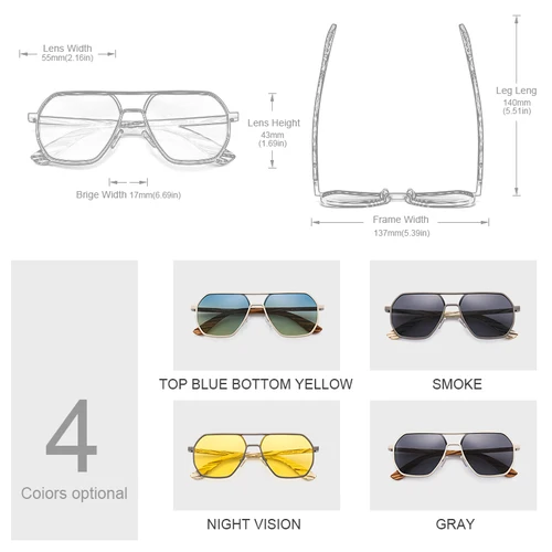 Imagen 2 del producto Hu Wood gafas De Sol De aleación De moda De alta calidad para hombres y mujeres gafas De Sol polarizadas De madera para conducir Uv400 gafas De Sol GR8059