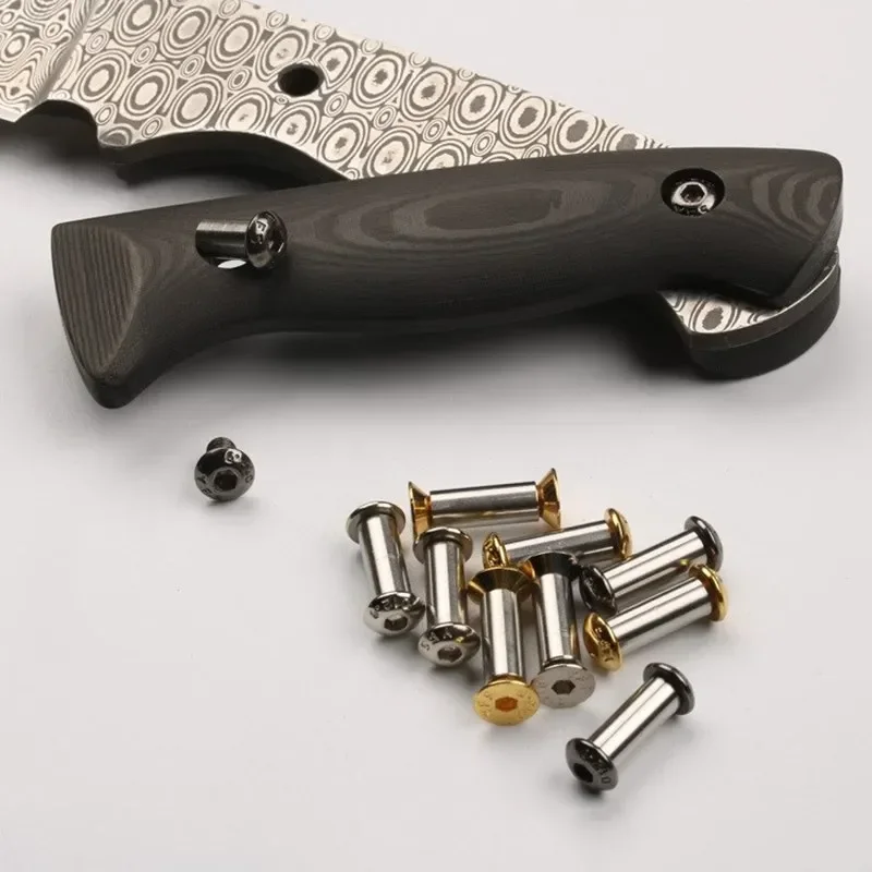 10pcs/lot Brass Screw Rivet Knife Handle Lock DIY Knife Material Plate Fastening Flat Hex Head Screws