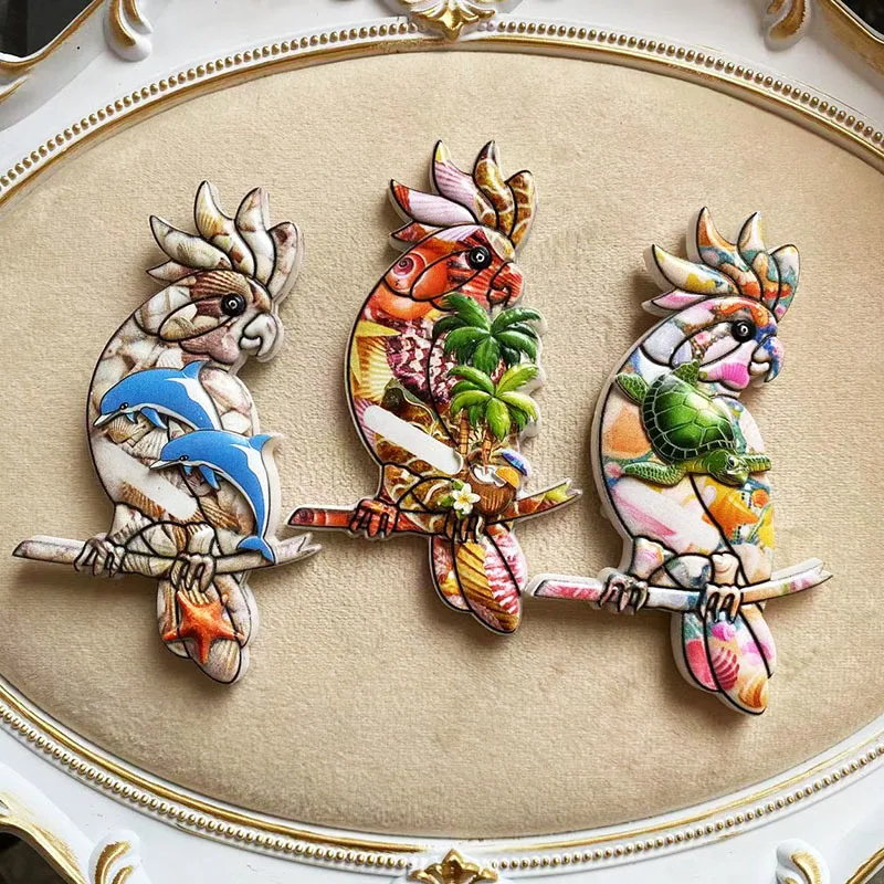 

Mediterranean Travel Souvenir Craft Gift Refrigerator Magnet Personalized Creative Parrot Travel 3d Magnetic Decoration