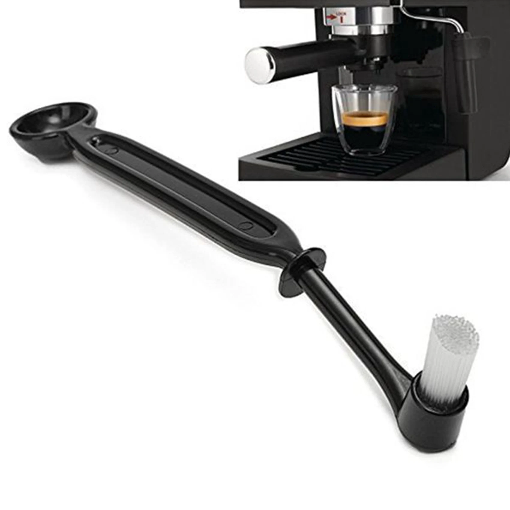 AB33-Coffee Machine Brush Cleaner Nylon Espresso Machine Brush Coffee Cleaning Tool With Spoon For Coffee Tool Home(4 Pack)