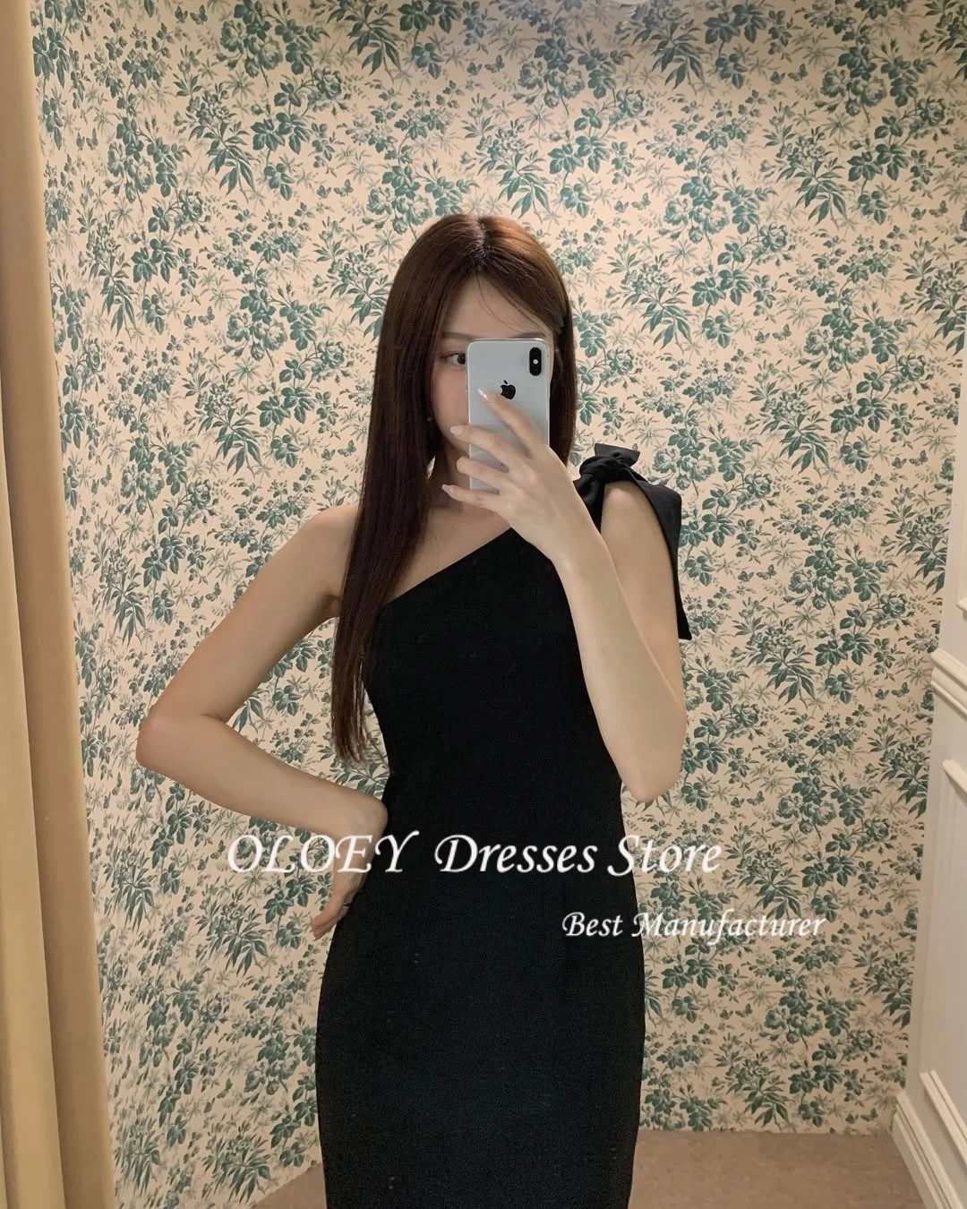 OLOEY Klassische koreanische Brautkleider für Fotoshootings, einschultriges, knöchellanges Brautkleid, Fotoshooting, maßgeschneidert,  soi